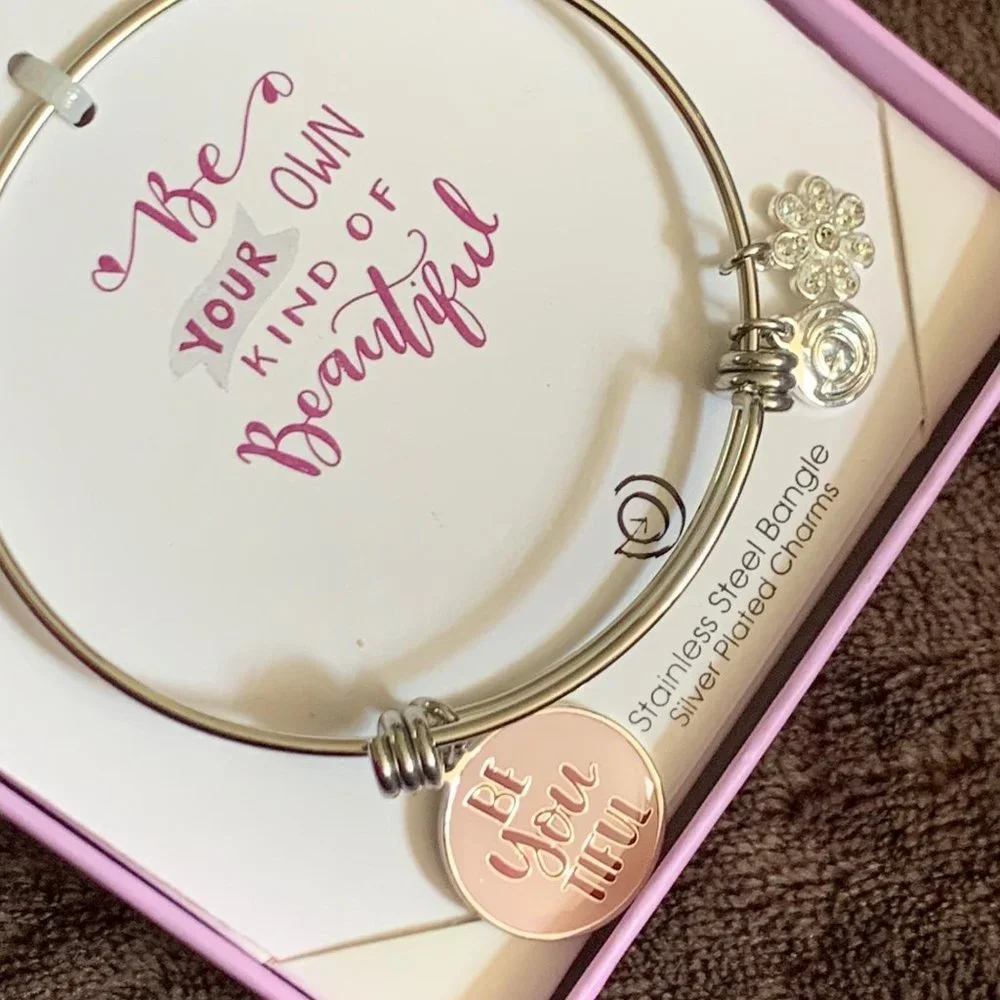 Love The Life Be Beautiful Silver Bangle